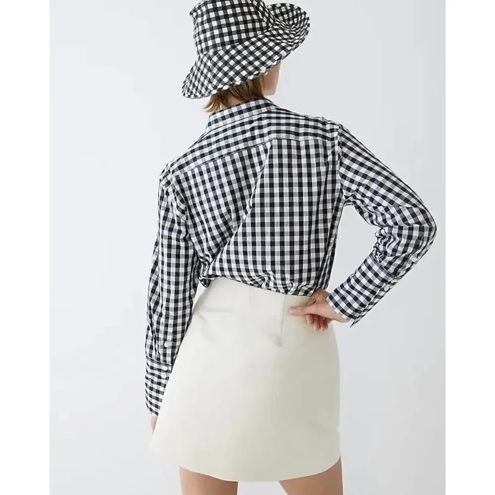 J. Crew Garçon shirt‎ in gingham cotton poplin Sz 0 BP610 black white